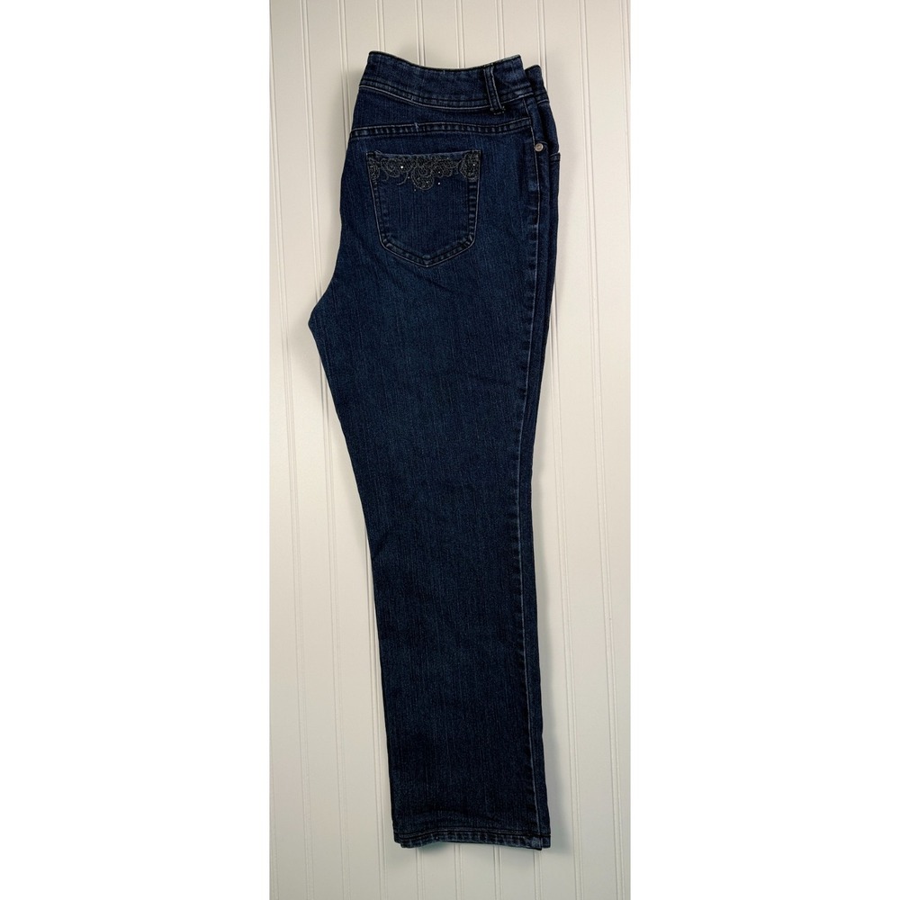Chico's Jeans Womens Size 1.5 Regular Straight Leg Dark Wash Stretch Denim - Picture 4 of 16